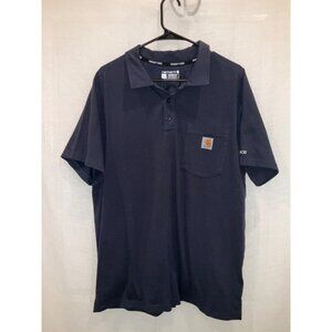 Carhartt Mens Blue Short Sleeve Polo Shirt Relaxed Fit Size L